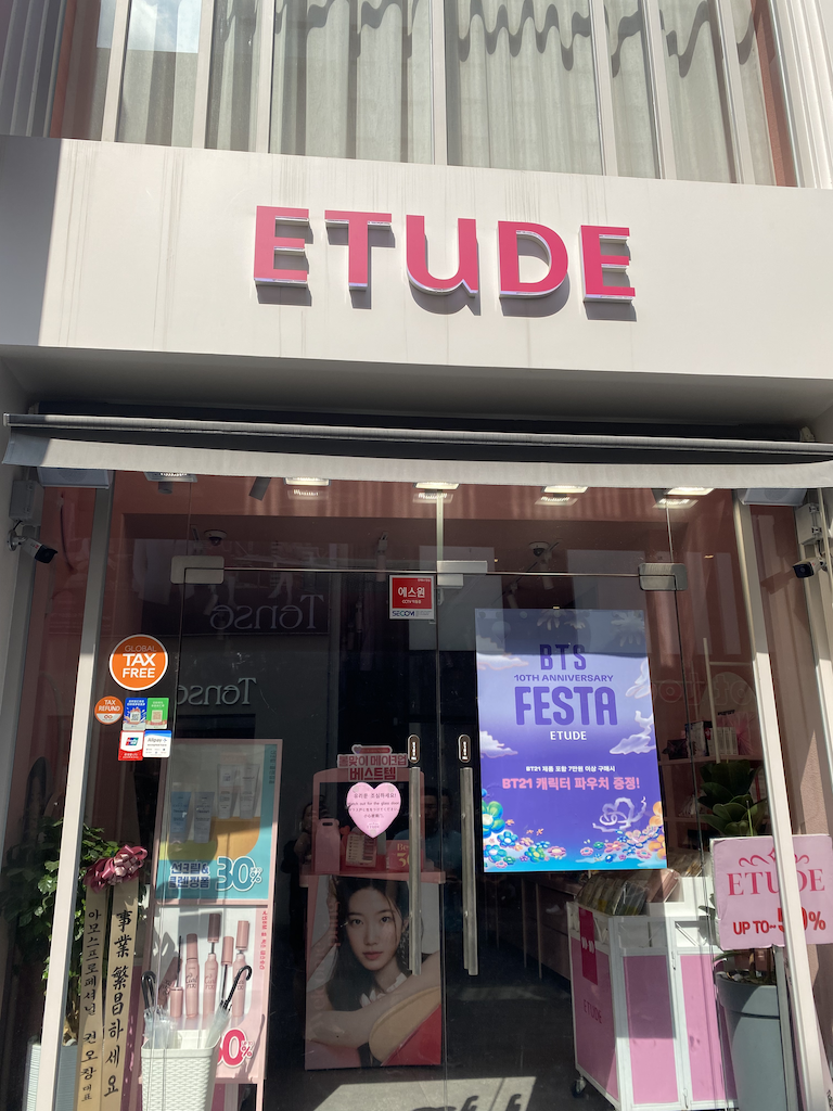 The exterior appearance of ETUDE cosmetic store.